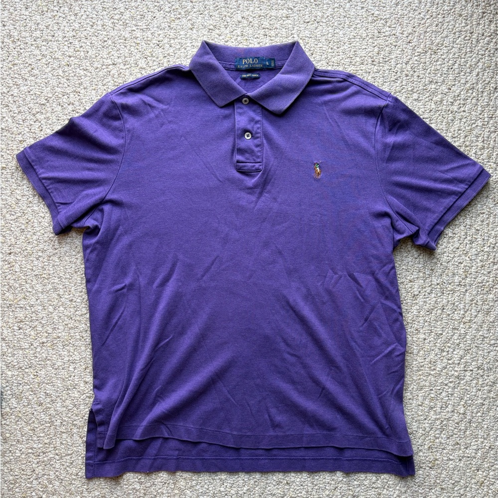 Ralph Lauren Purple Short-Sleeve Polo Shirt. Size L. Pima Soft Touch.